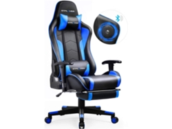 Silla GTPLAYER Gaming con Altavoz Bluetooth Reposapies Escritorio Oficina Gamer Ergonomica con Cojín Reposabrazos 3D Ajustables Azul