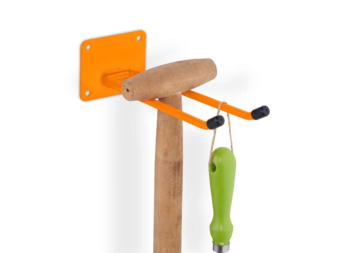 Gancho De Parede Relaxdays, Suporte Para Ferramentas De Jardim, Resistente, 24 Cm, Aço, Laranja