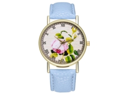 Reloj De Pulsera De Cuero De Estilo Vintage Para Mujer Y Hombre (azul Claro)
