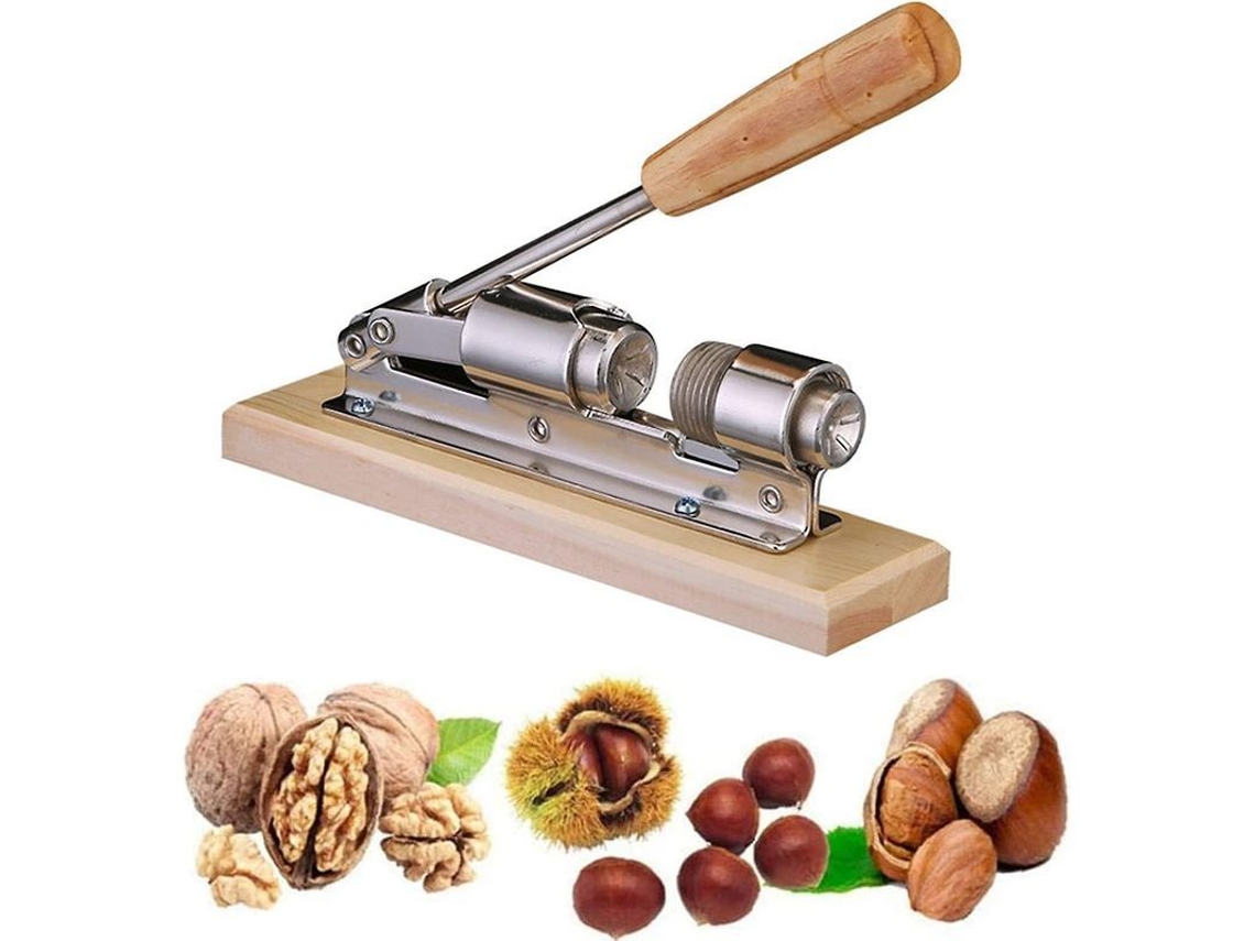 2026-herramienta De Romper Nueces Manual De Acero Inoxidable Con Base De Madera Para Nueces, Castañas Y Almendras