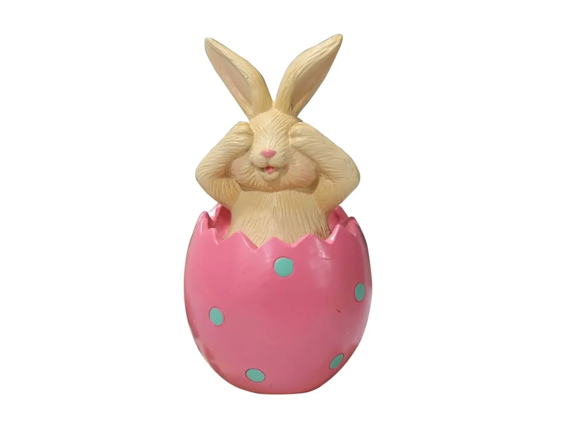 Adorno decorativo de Pascua de resina con cáscara de huevo y conejo: un regalo de Pascua para niños y amigos.
