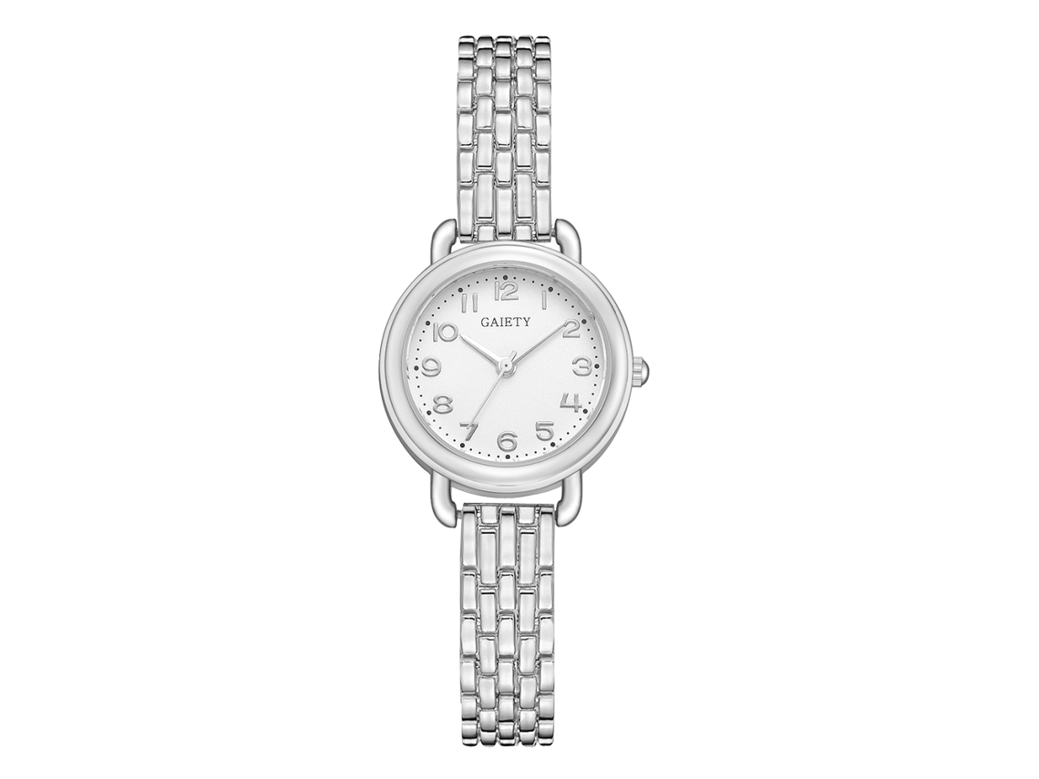 Reloj De Pulsera Gaiety Para Mujer, Estilo Casual, Correa De Aleación, Cuarzo, Plateado, Blanco.