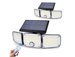 2026-luz Solar De Pared De 3 Cabezas Con Sensor De Movimiento 280led Exterior Jardín Control Remoto Ty10305