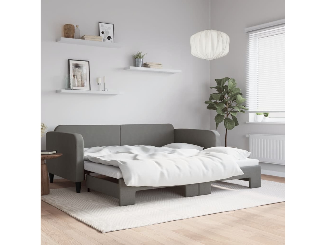 Sofá Cama Nido Tela Gris Oscuro 90x190 Cm
