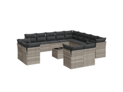 Maison Exclusive - Set Sofás Jardín 14 Pzas Con Cojines Ratán Sintético Gris Claro