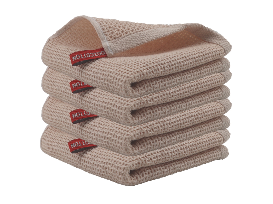 (beige) Paquete De 4 Toallas De Cocina De Algodón Puro Ultra Suaves, Paños De Limpieza Increíblemente Absorbentes Y Esponjosos