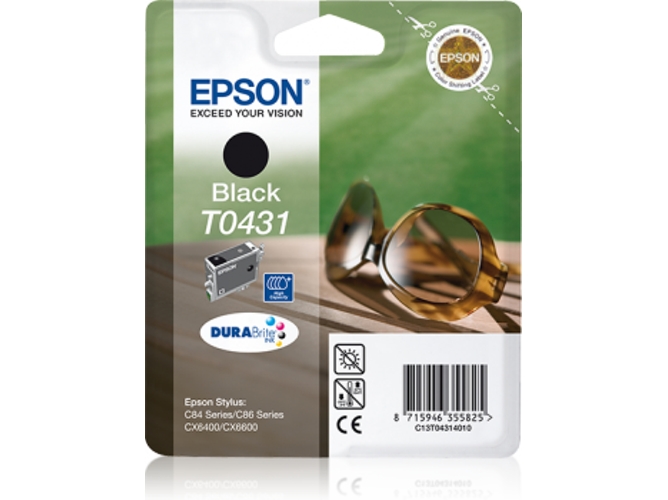 Cartucho de tinta original EPSON T0431, Gafas de sol 29 ml , Negro, C13T04314010