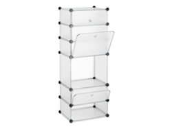 Relaxdays Zapatero Estrecho Modular Con 6 Compartimentos, Plástico, Transparente, 126 X 49 X 36.5 Cm