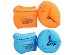 Brazaletes inflables para piscina para niños y adultos - PVC, aptos para niños de 3 a 12 años. 2 azules + 2 naranjas