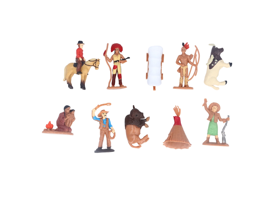 Ats-10 Figuras De Acción Vaqueros E Indios De Pvc Resistente Con Detalles Ricos Para Niños Juego Decoración