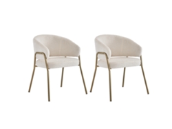 Juego de 2 Sillas Tela Sherpa Patas Doradas Beige Beige Mobrio