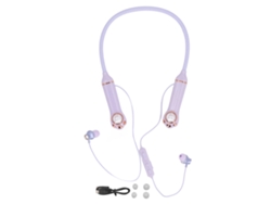 Auriculares Estéreo Inalámbricos Bluetooth 5.3 Ipx5 Con Banda Para El Cuello Y Luz Rgb Con Forma De Gato Magnético Morado Para Entrenamientos.