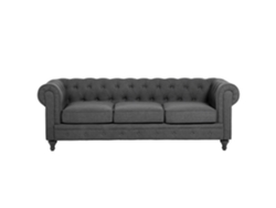 Sofá de 3 plazas BELIANI Chesterfield de Poliéster Gris 202x75x70