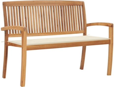 Banco de exterior VIDAXL Crema Teca (128.5x57.5x90 cm)