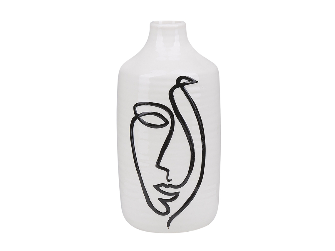 Jarra De Flores Aenus Grés 22 Cm Branco
