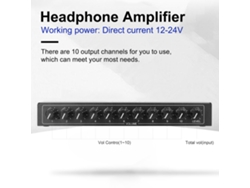 Amplificador De Auriculares Estéreo 3.5mm Con 10 Salidas, Distribuidor De Audio Multicanal Con Control Independiente