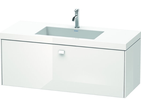 Lavamanos DURAVIT Brioso c-bonded con base mural 120,0x48,0 cm 1 cajón sin rebosadero con banco para grifos 1 agujero para grifos