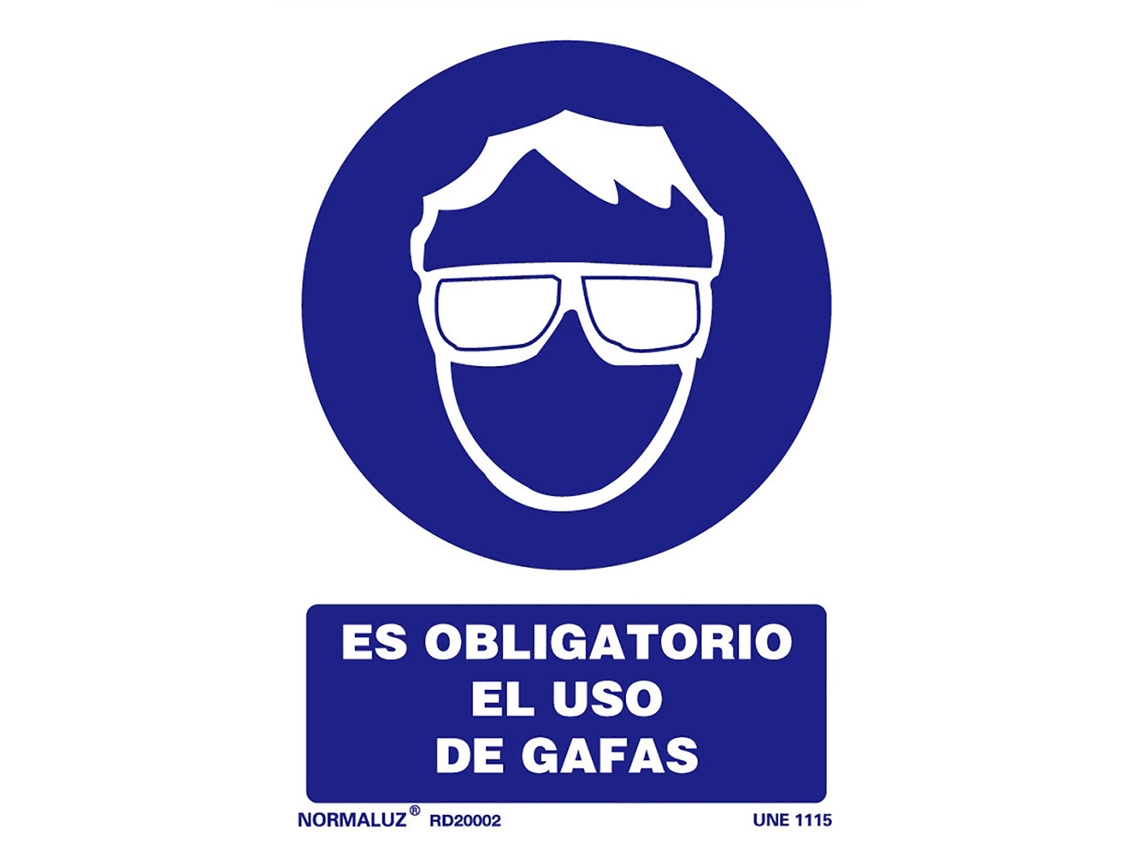 Normaluz señal luminiscente obligatorio uso gafas21x30 rd20002