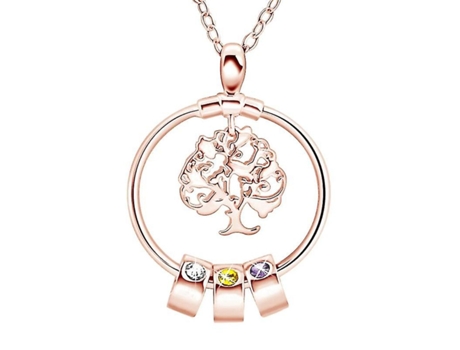 Collar para Mujeres Gold/Rose Gold/Plata Partido de la Vida del Árbol Familiar de las Niñas