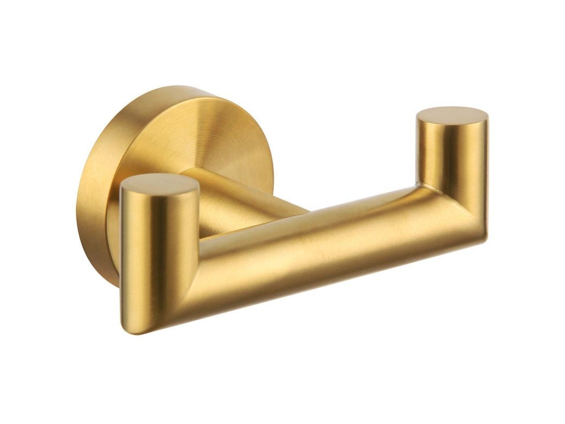 Gancho Doble Para Baño, Color Oro Cepillado, Toallero De Acero Inoxidable, Montaje En Pared.