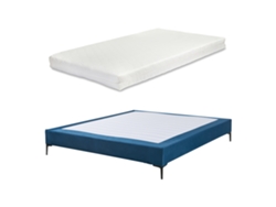 Cama con Colchón de Matrimonio Lilla [EN.CASA] Terciopelo Azul (140x200cm)