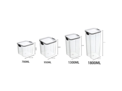 Juego de 5 recipientes herméticos de plástico transparente MDUG para almacenar alimentos (700 + 950 + 1300 + 1800 ml)