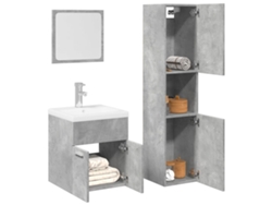 Set Muebles De Baño 2 Uds Madera Contrachapada Gris Hormigón