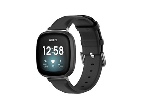 Correa De Reloj Inteligente Para Fitbit Versa 3/Sense Correa De Reloj De Cuero Genuino Negro VENISYMLIS