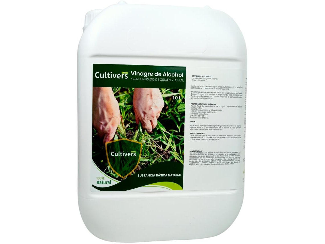 CULTIVERS Vinagre de Alcohol 20 L 100% Natural. Elimina las malas hierbas. Limpiador de Sistemas de Riego y bactericida Natural Regulador de ph