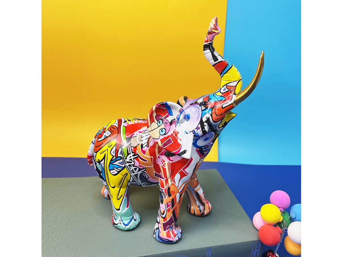 Figura de elefante de resina, pieza decorativa para mesa, botellero para sala de estar u oficina.