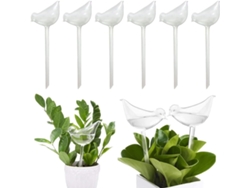 6 bolas de riego, bombillas de vidrio con autorriego, para plantas en maceta de interior/exterior, pájaro de vidrio transparente