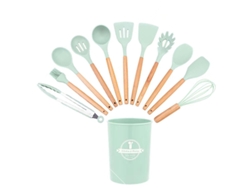 Juego de utensilios de cocina de silicona de 12 piezas, antiadherentes y sin BPA, color verde claro