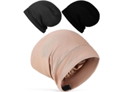 Conjunto De 3 Gorros De Satén Para El Cabello, Gorros De Noche Para Dormir Con Cabello Largo.