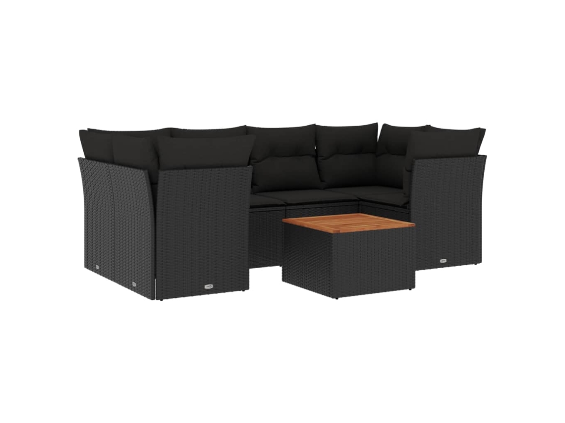 Maison Exclusive - Set De Comedor De Jardín 7 Pzas Y Cojines Ratán Sintético Negro