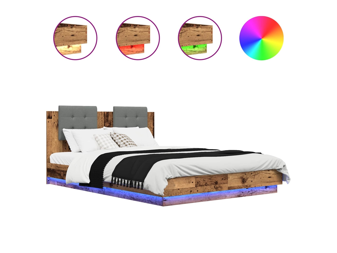 Maison Exclusive - Estructura De Cama Con Cabecero Madera Envejecida 160 X 200 Cm