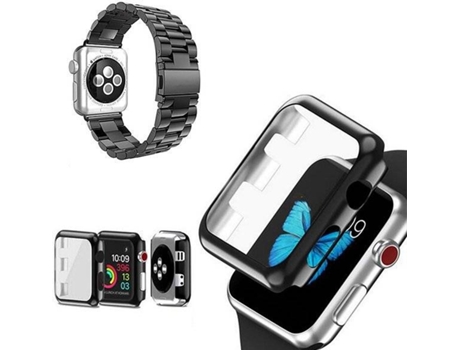 Kit Correa Acero Stainless, y Funda Antiimpacto APPLE Watch Series 7 - 45mm PHONECARE Negro