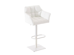 DUDECOR Taburete Alto Damaso Piel Sintética Blanca Blanco