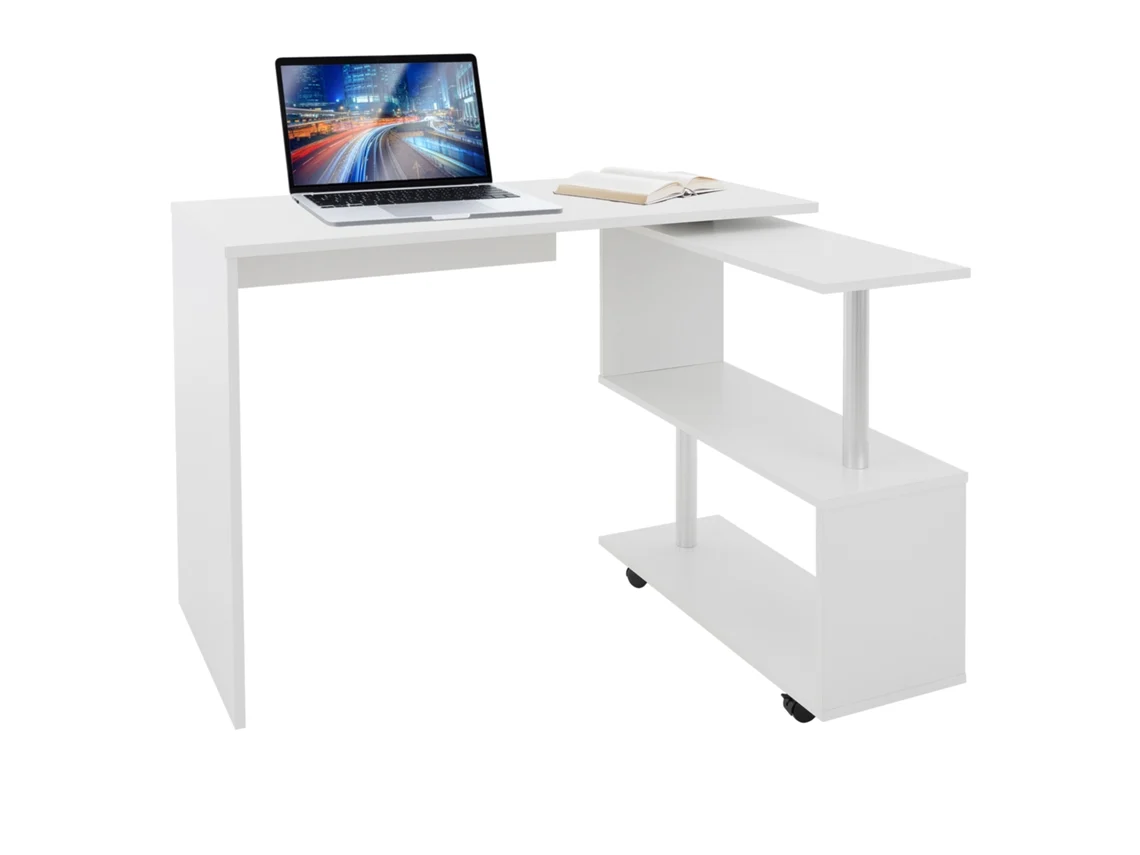 Escritorio Con Cuatro Ruedas 150X88X75 cm Blanco Mdf ML-DESIGN
