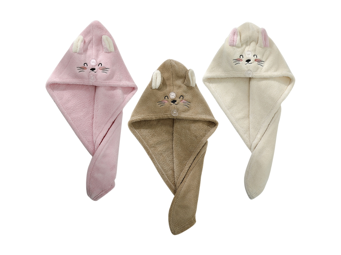 Toalla De Microfibra Para El Cabello Para Niños, Ultra Absorbente, Diseño De Gato De Dibujos Animados, Secado Rápido, Fácil De Usar, Con Cierre De Bot