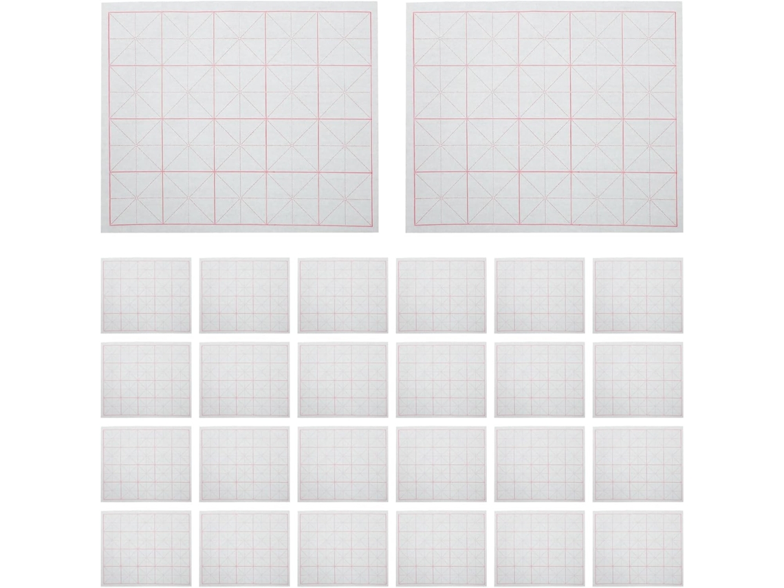 Papel Xuan, Semicrudo, Con Cuadrícula Para Caligrafía China – 50 Hojas De 8 Cm X 8 Cm – Papel De Arroz