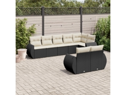 Conjunto de sofá de jardín de 8 piezas con cojines en mimbre sintético negro de DKD Home Decor