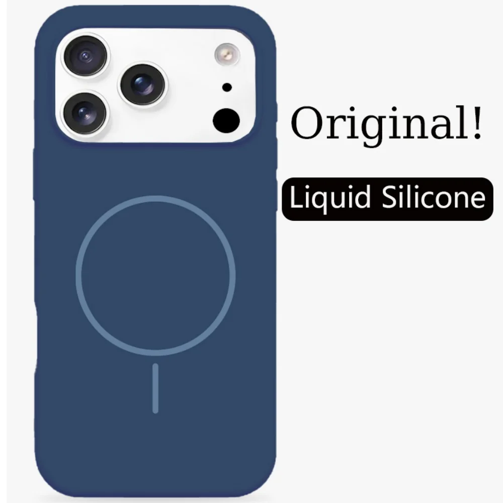 (azul, Iphone 14 Pro Max) Funda Protectora De Silicona Líquida De Alta Calidad, Suave Al Tacto, Compatible Con Carga Inalámbrica Magnética.