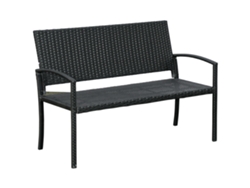 Banco De Poliratán Con Estructura De Acero Negro, 122x60x87cm, 2 Plazas.