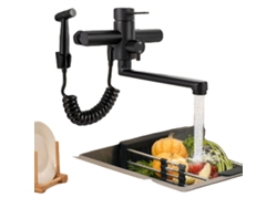 Grifo de cocina de pared de 360°, duradero, extraíble, de acero inoxidable, con pulverizador OEM