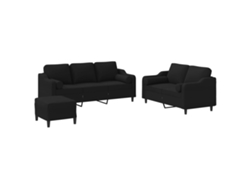 Maison Exclusive - Juego De Sofás Con Cojines 3 Piezas Tela Negro
