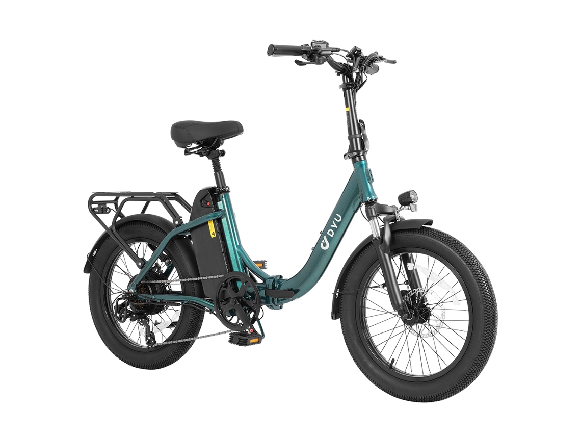 DYU C9 Bicicleta Eléctrica Plegable, 250W 48V 15.6Ah 150 km neumático 20x3.0 freno de aceite suspensión Shimano 7v. Verde.
