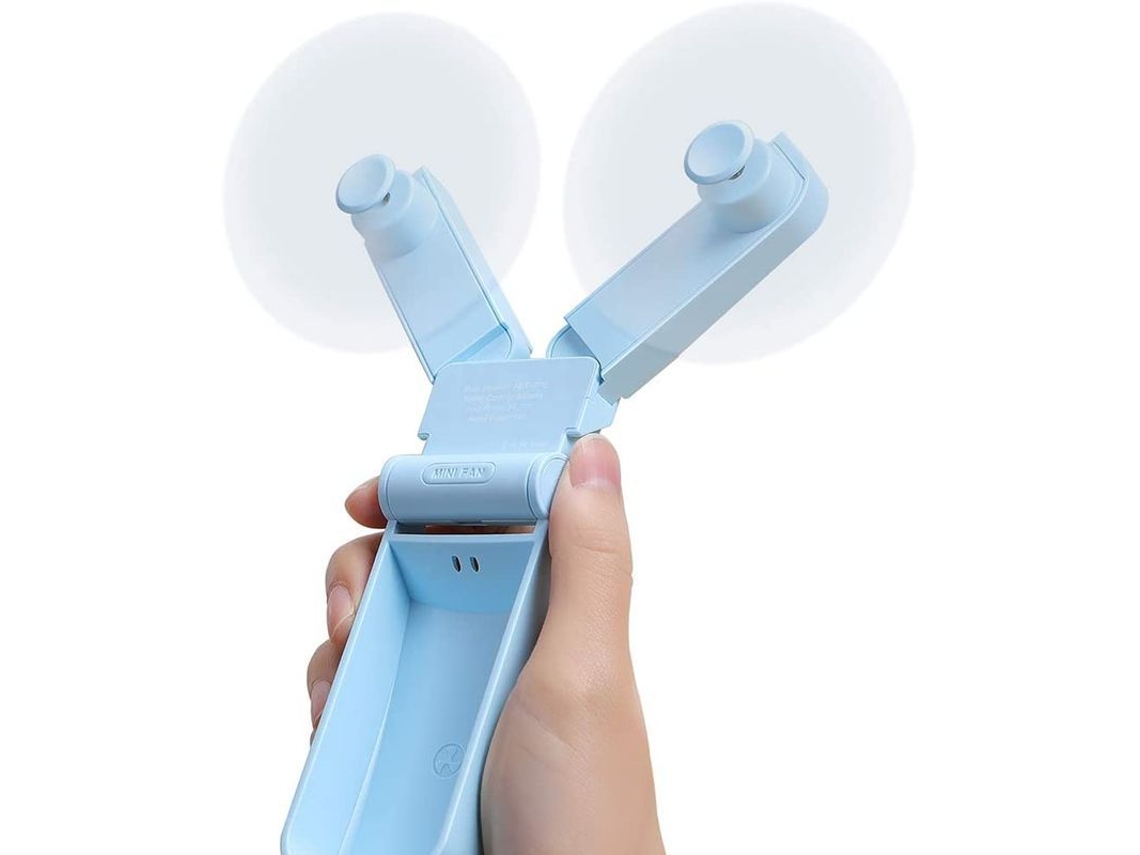 Ventilador De Bolsillo Usb Recargable Con Doble Cabezal Y 2 Velocidades Para Viajes Al Aire Libre.