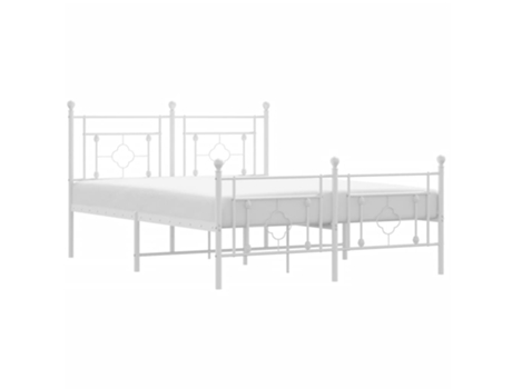 Estructura de cama con cabecero y patas VIDAXL metal blanco (135x190 cm)