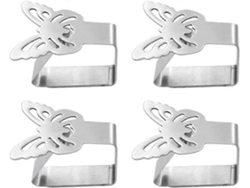 4 Clips De Mantel De Acero Inoxidable Anti-óxido Con Diseño De Mariposa Para Mesa, Plata, 6.5*5 Cm, Duradero Y Resistente Al Viento