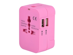 Enchufe De Viaje (multifuncional Con Doble Usb) Rojo
